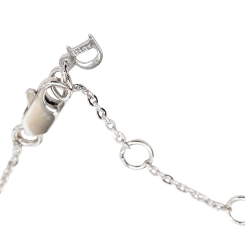 Dior Logo Button Motif Necklace Silver Metal — view 6