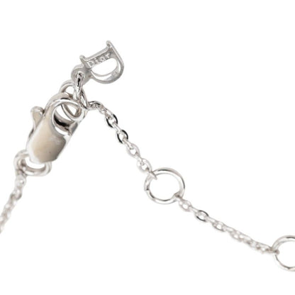 Dior Logo Button Motif Necklace Silver Metal — view 6