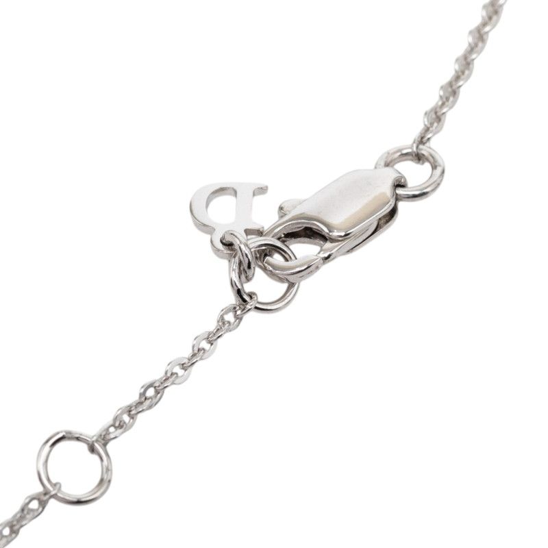 Dior Logo Button Motif Necklace Silver Metal — view 5