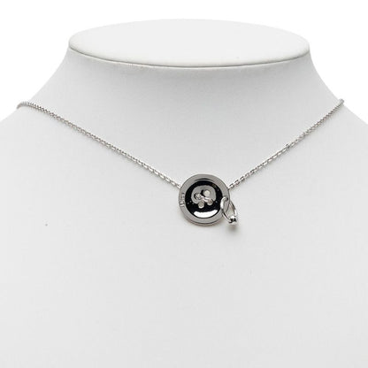 Dior Logo Button Motif Necklace Silver Metal — view 7