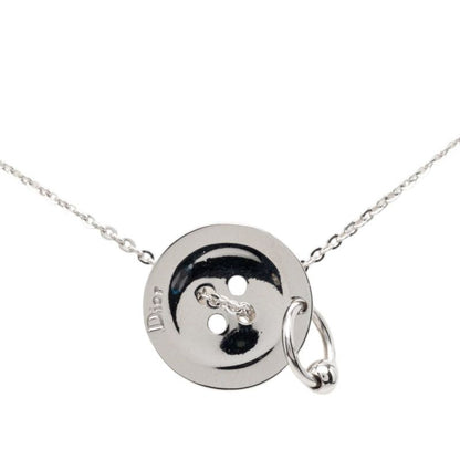 Dior Logo Button Motif Necklace Silver Metal — view 2
