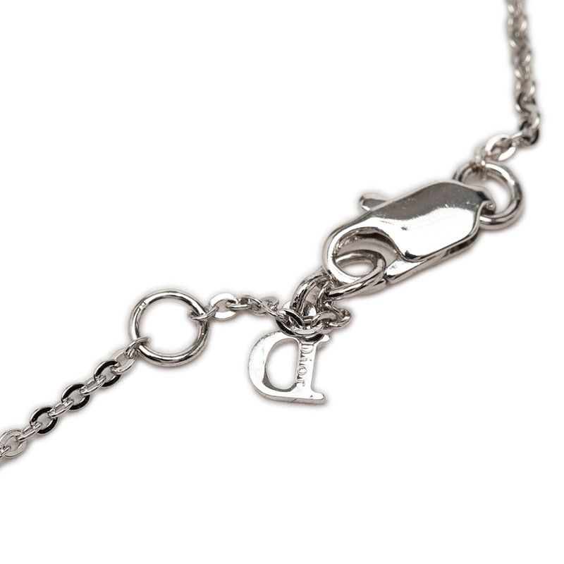 Dior Logo Button Motif Chain Necklace Silver Metal — view 6
