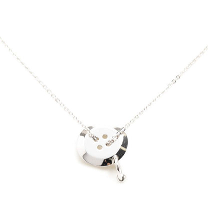 Dior Logo Button Motif Chain Necklace Silver Metal — view 2