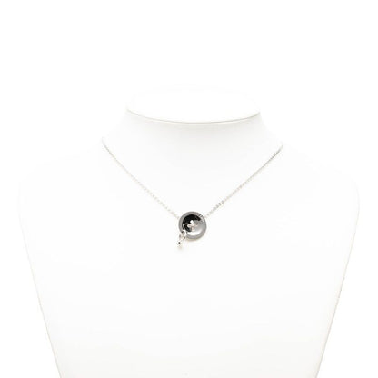 Dior Logo Button Motif Chain Necklace Silver Metal — view 7