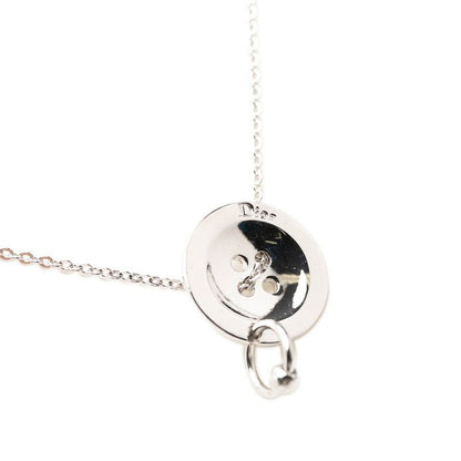 Dior Logo Button Motif Chain Necklace Silver Metal — view 3