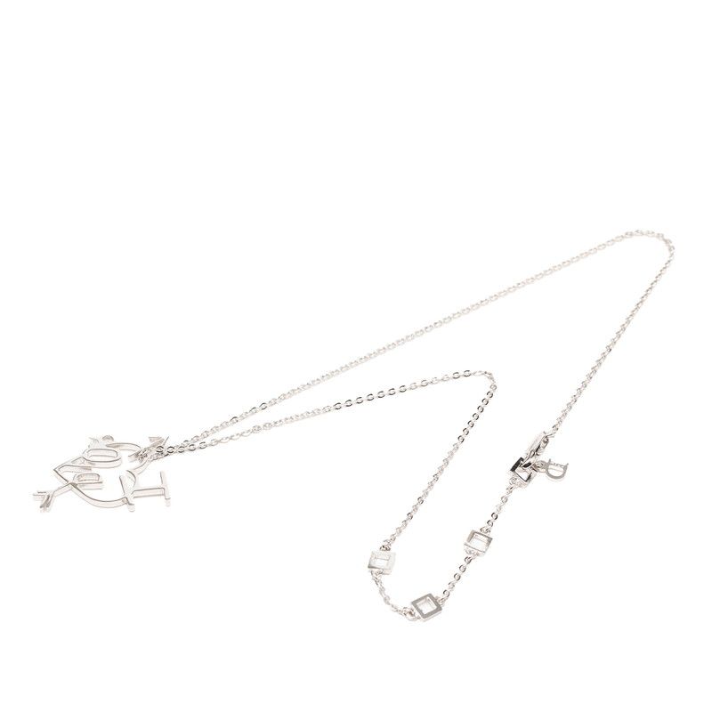 Dior I Love Heart Arrow Chain Pendant Silver Metal