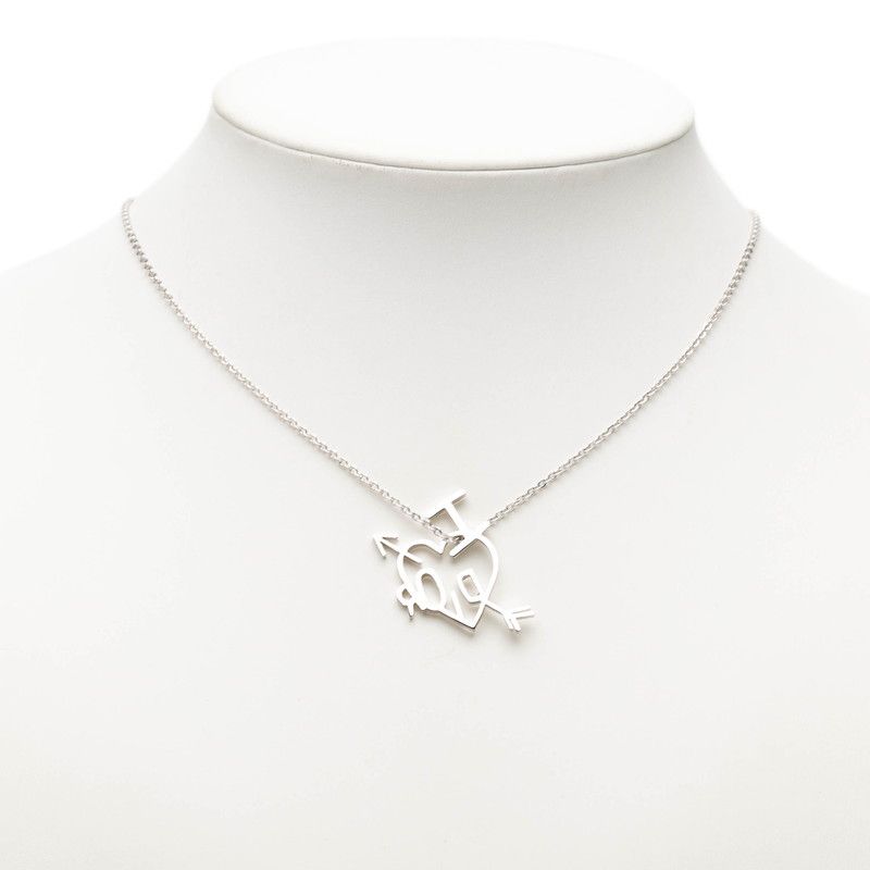 Dior I Love Heart Arrow Chain Pendant Silver Metal — view 6