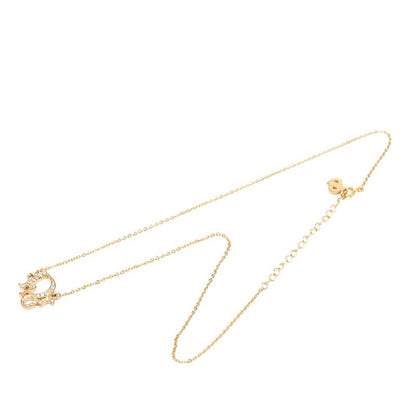 Dior Logo Necklace Gold Plated Rhinestone