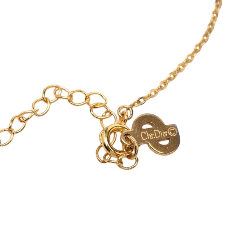 Dior Logo Necklace Gold Plated Rhinestone — view 6