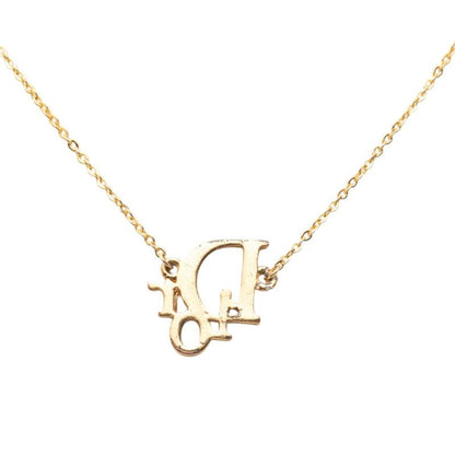 Dior Logo Necklace Gold Plated Rhinestone — view 3