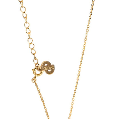 Dior Logo Necklace Gold Plated Rhinestone — view 4