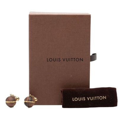 Louis Vuitton Boucle Doreille Magnetic Fleece Earrings Gold Brown Plated Wood — view 5