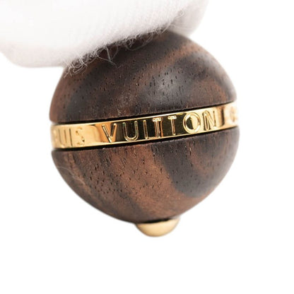 Louis Vuitton Boucle Doreille Magnetic Fleece Earrings Gold Brown Plated Wood — view 3