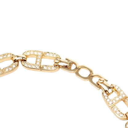 Dior Vintage CD Logo Choker Necklace Gold Plated Rhinestone — view 4