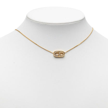 Dior CD Logo Necklace Gold Plated Rhinestone — view 5