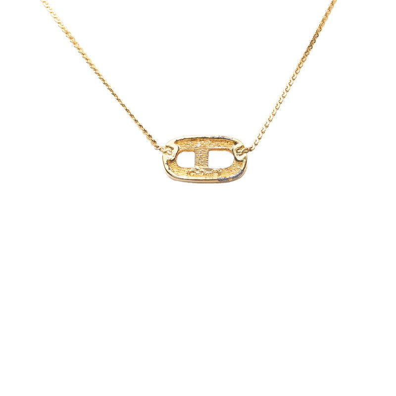 Dior CD Logo Necklace Gold Plated Rhinestone — view 2