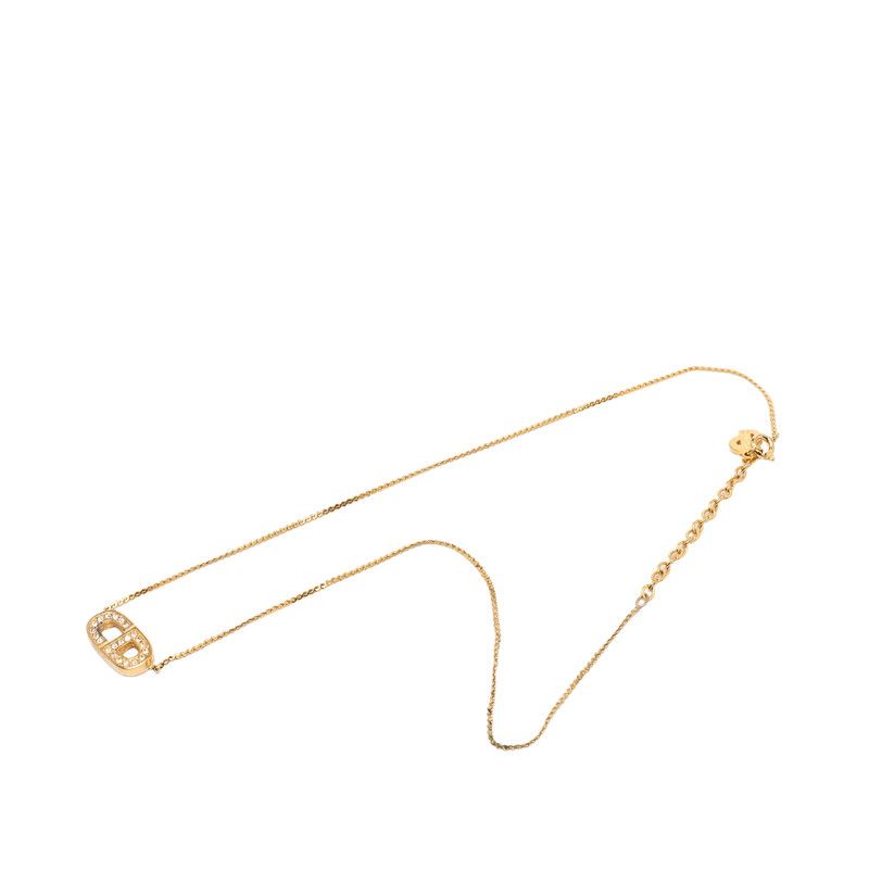 Dior CD Logo Necklace Gold Plated Rhinestone — view 3