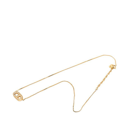 Dior CD Logo Necklace Gold Plated Rhinestone — view 3