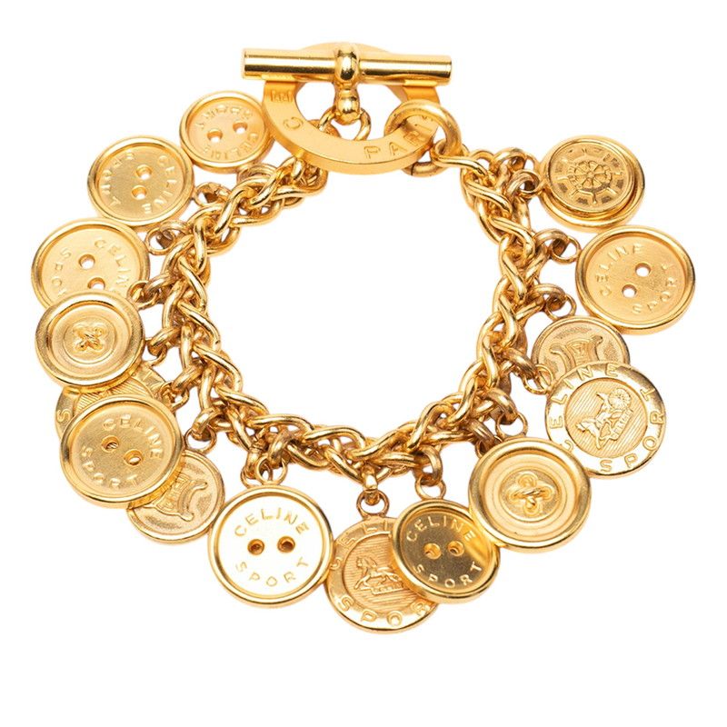 Celine Triomphe Button Motif Bracelet Gold Plated