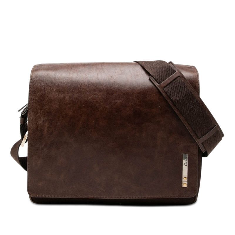 Cartier Santos Messenger Bag Brown Leather