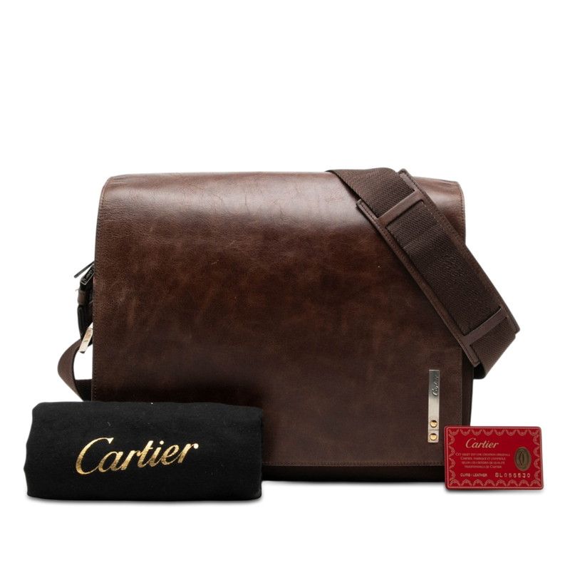 Cartier Santos Messenger Bag Brown Leather — view 6