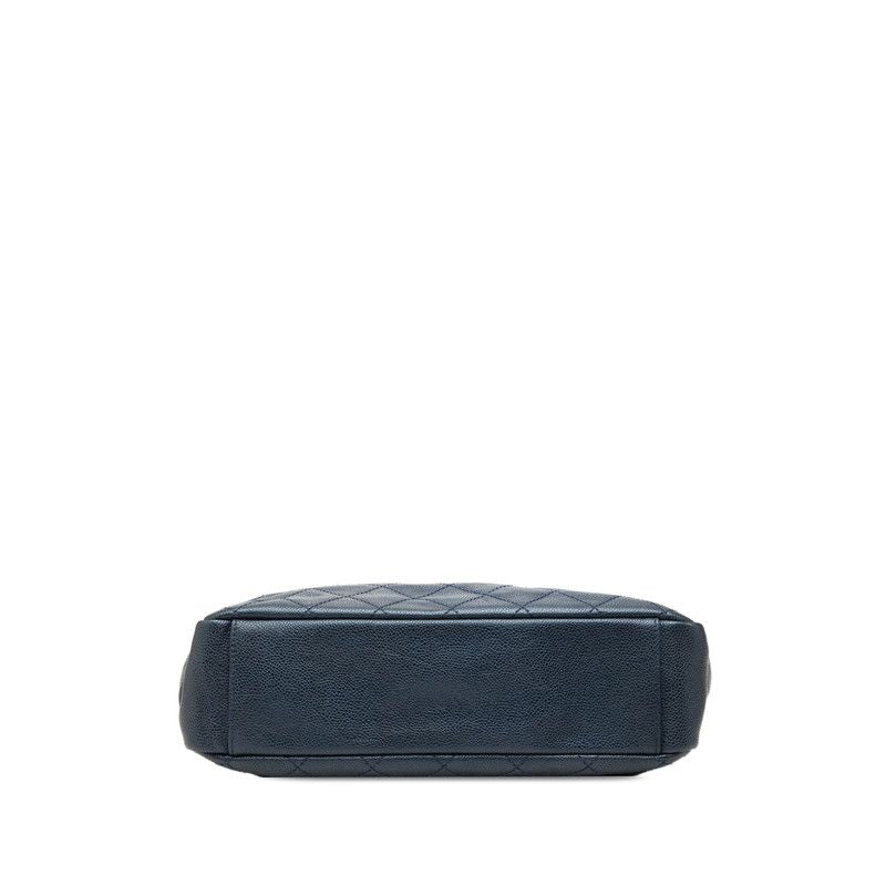 Chanel Quilted Tote Blue Caviar Leather — view 3