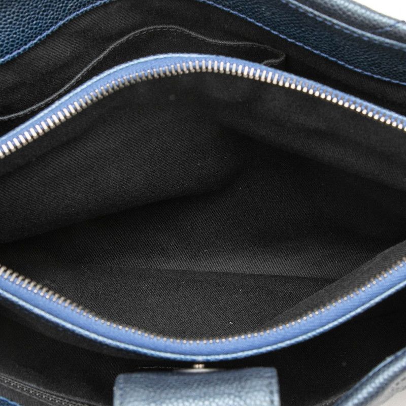 Chanel Quilted Tote Blue Caviar Leather — view 4