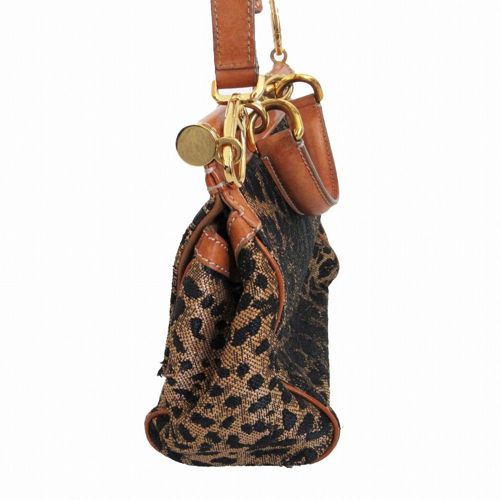 Dolce & Gabbana Shoulder Bag Shishiri Leopard Pattern 2-Way Beige Black — view 3