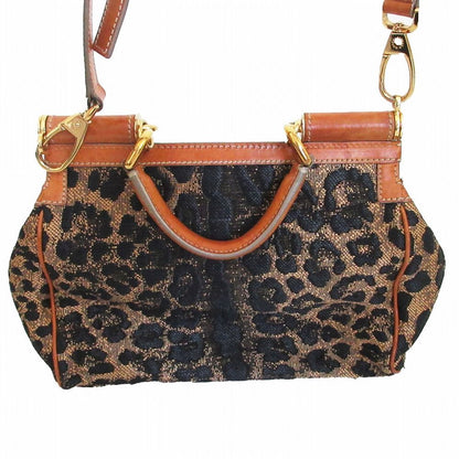 Dolce & Gabbana Shoulder Bag Shishiri Leopard Pattern 2-Way Beige Black — view 2