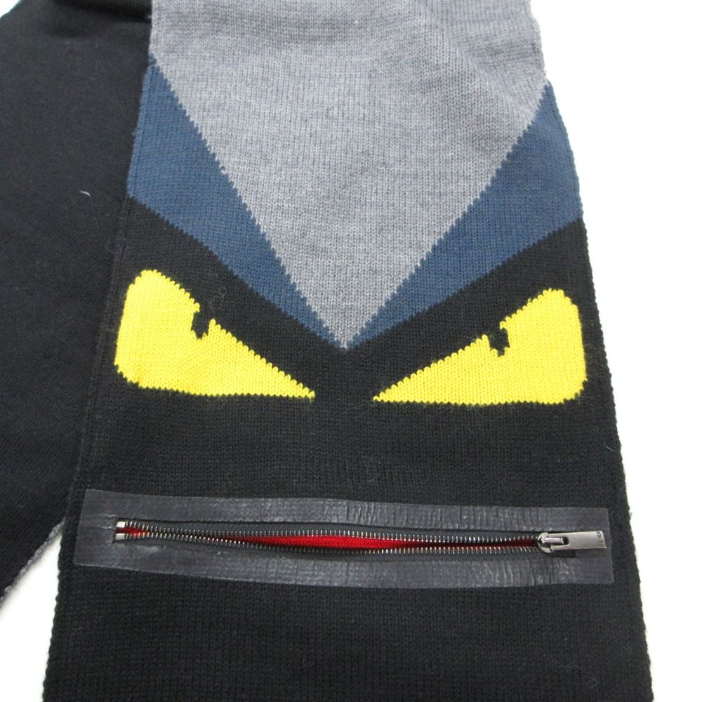 Fendi Scarf Bugsmon Star Shawl Knit Black Gray — view 6