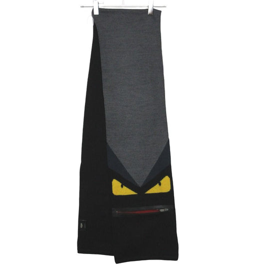 Fendi Scarf Bugsmon Star Shawl Knit Black Gray