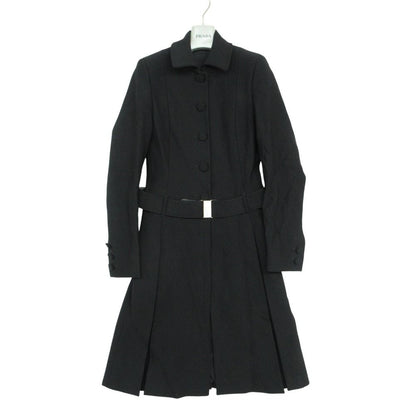 Prada Soutien Collar Coat Vintage Logo Belt Jacket Black