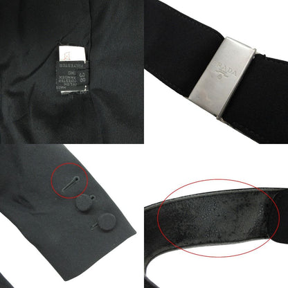 Prada Soutien Collar Coat Vintage Logo Belt Jacket Black — view 8