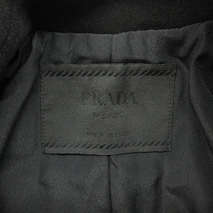 Prada Soutien Collar Coat Vintage Logo Belt Jacket Black — view 7