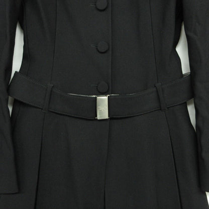 Prada Soutien Collar Coat Vintage Logo Belt Jacket Black — view 5