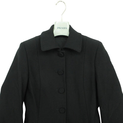 Prada Soutien Collar Coat Vintage Logo Belt Jacket Black — view 4