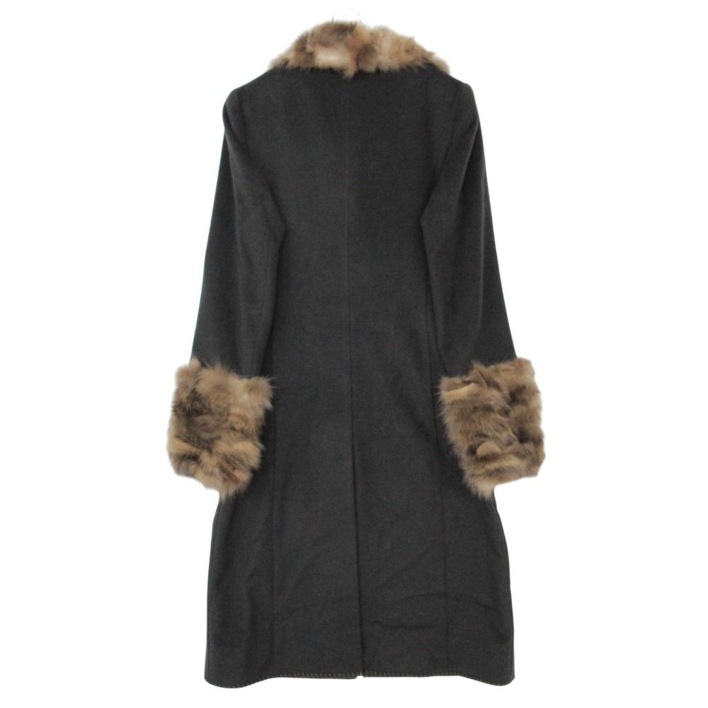 Fendi Coat Seable Fur Cashmere Blend Long Dark Gray 40 — view 2
