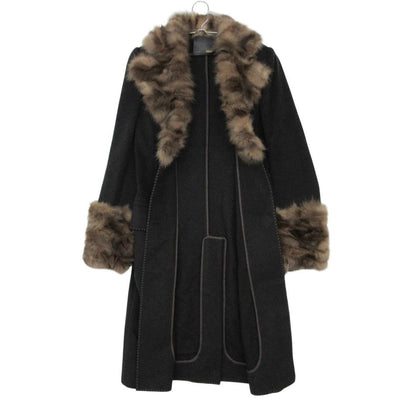 Fendi Coat Seable Fur Cashmere Blend Long Dark Gray 40 — view 4