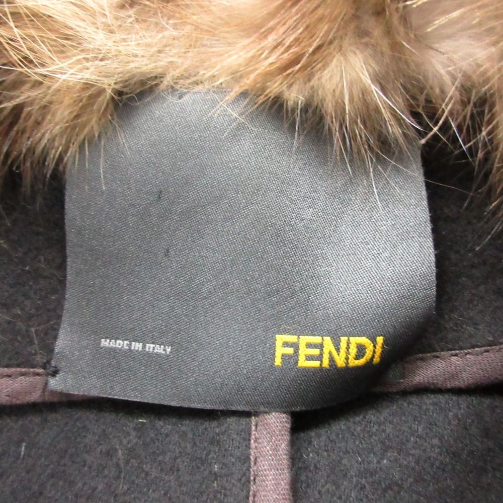 Fendi Coat Seable Fur Cashmere Blend Long Dark Gray 40 — view 5