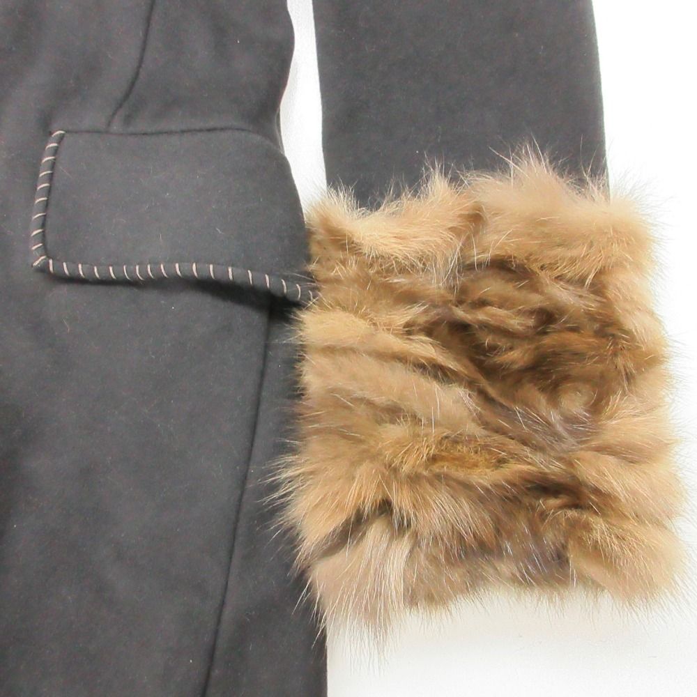 Fendi Coat Seable Fur Cashmere Blend Long Dark Gray 40 — view 8