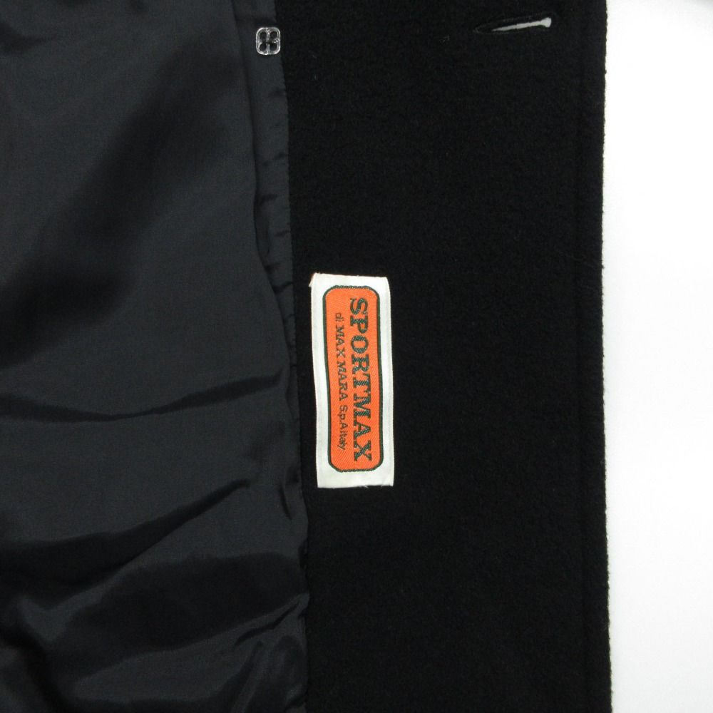 Max Mara Sports Coat Long Fully Lined Cashmere Blend Wool Notch Lapel Black — view 6