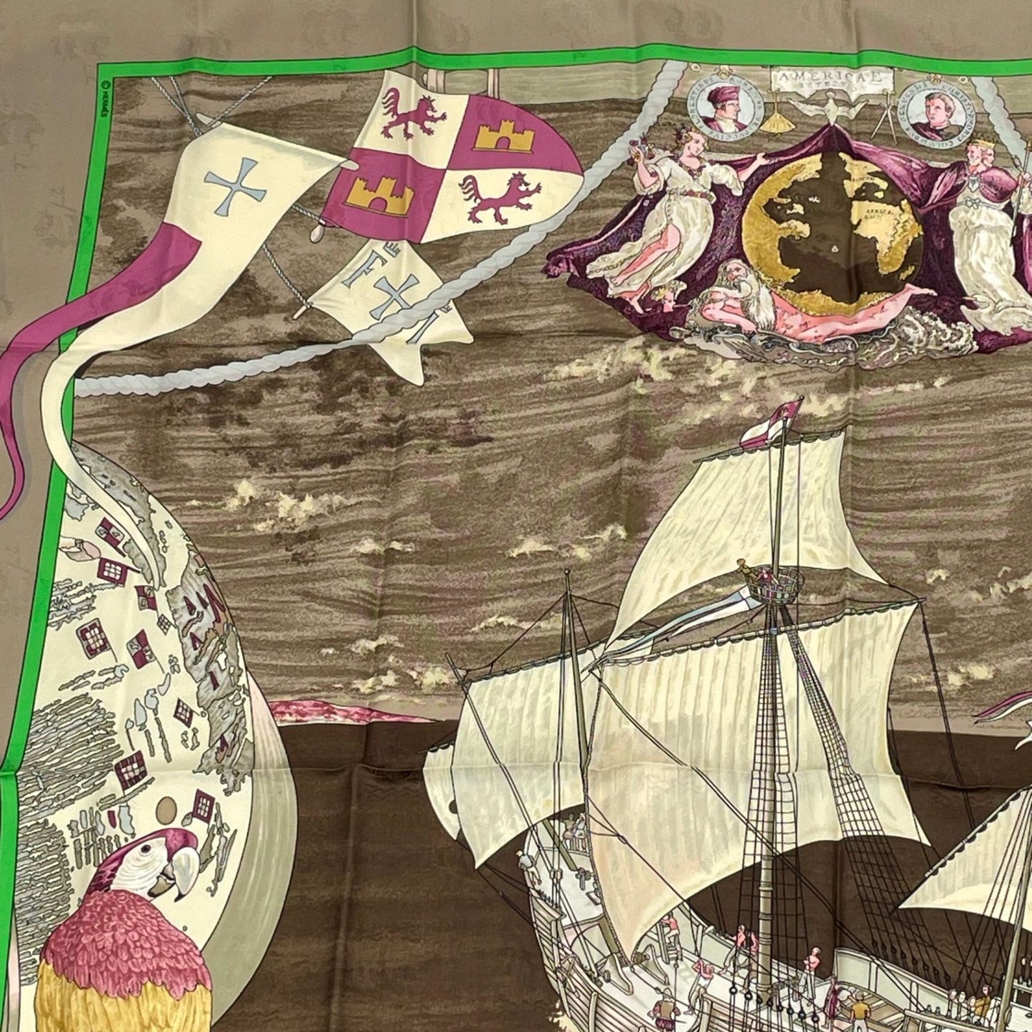 Hermes Scarf Carre 90 Silk Christophe Colomb Decouvre 1 Amerique 12 Octobre — view 2
