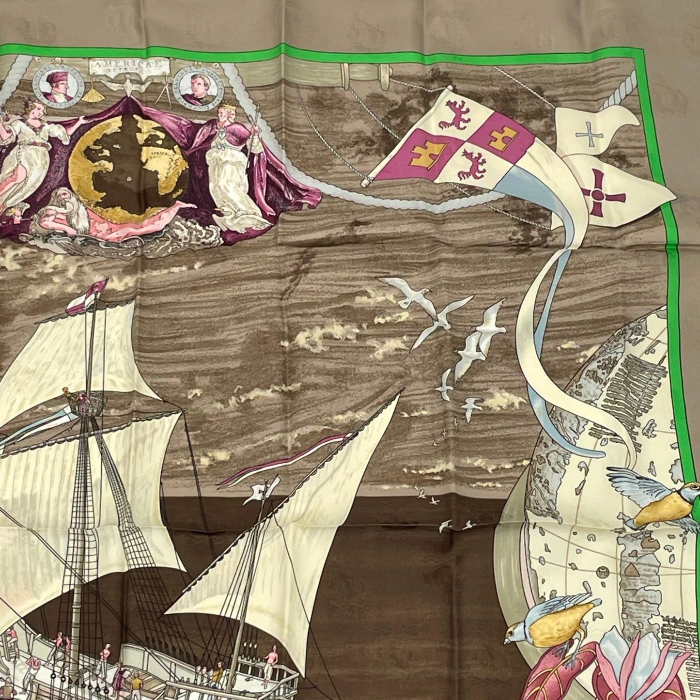 Hermes Scarf Carre 90 Silk Christophe Colomb Decouvre 1 Amerique 12 Octobre — view 3