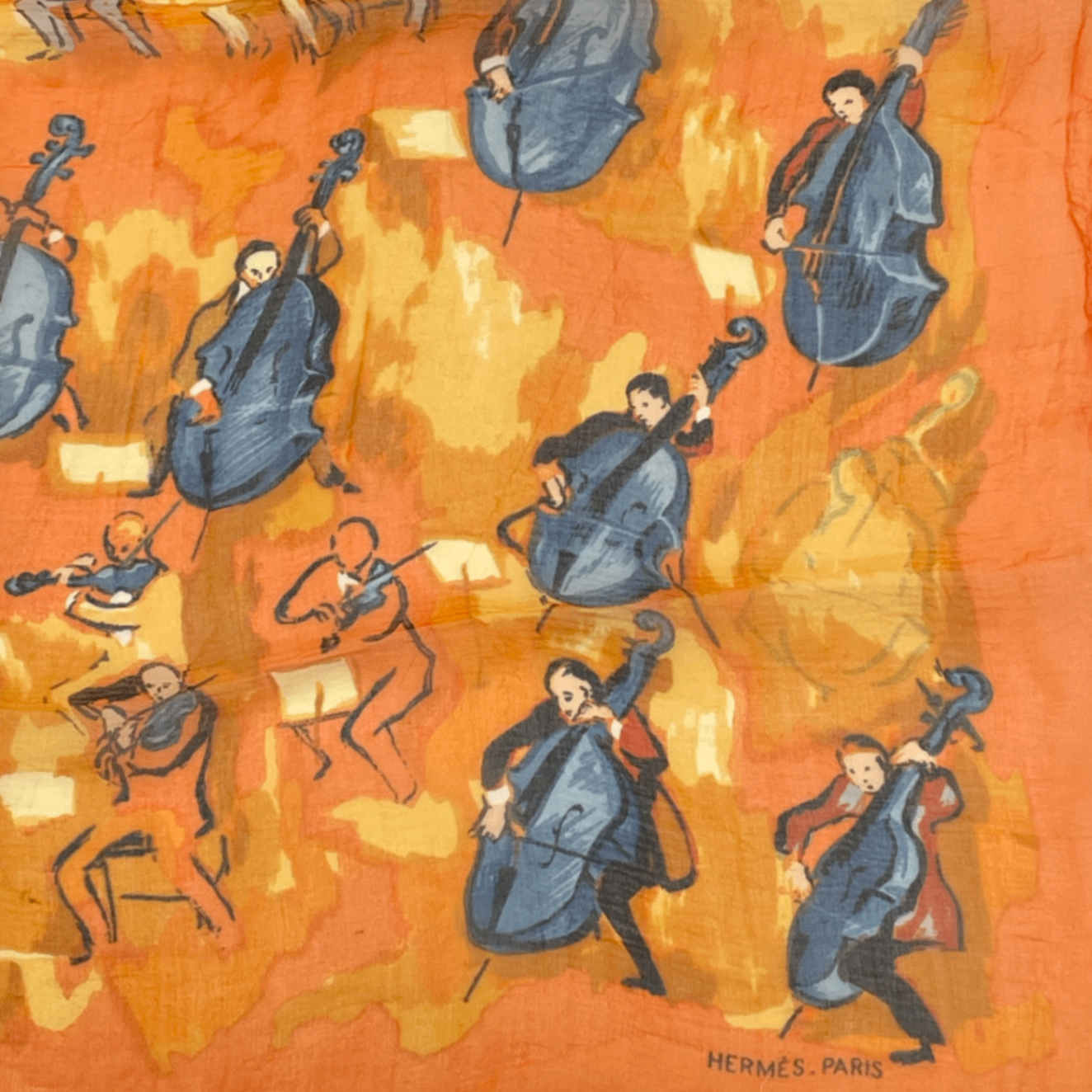 Hermes Concerto Orange 100% Silk Scarf — view 4