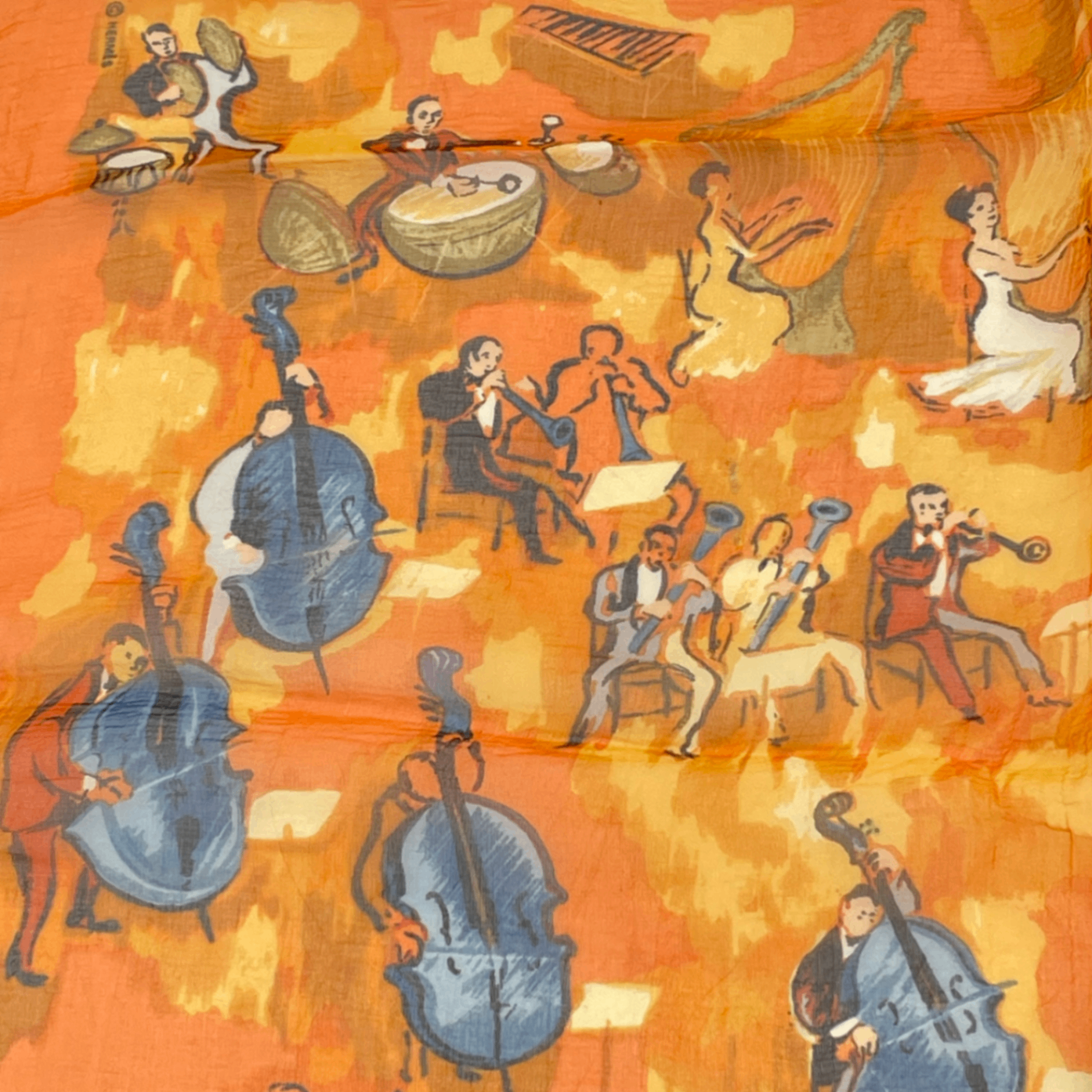 Hermes Concerto Orange 100% Silk Scarf — view 5