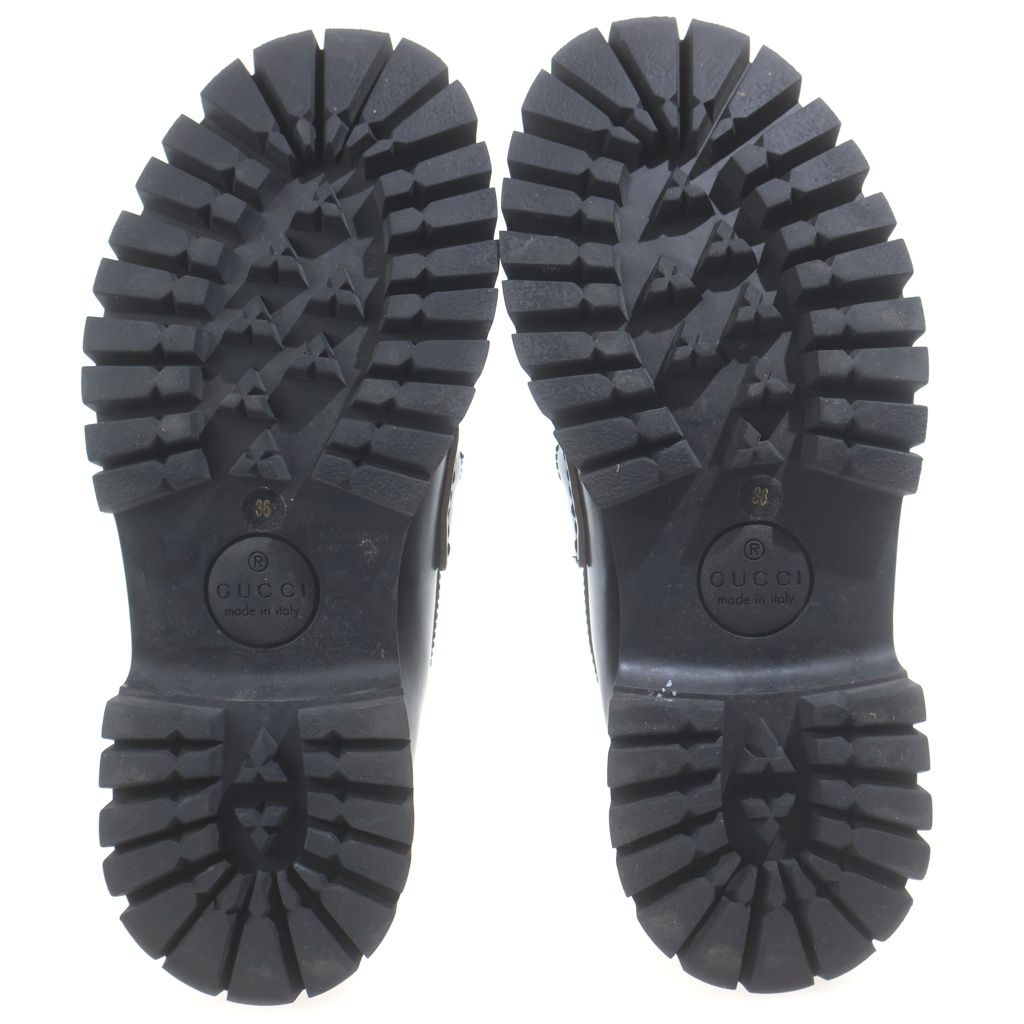 Gucci Horsebit Loafers Bee Embroidered Lug Sole Black — view 5