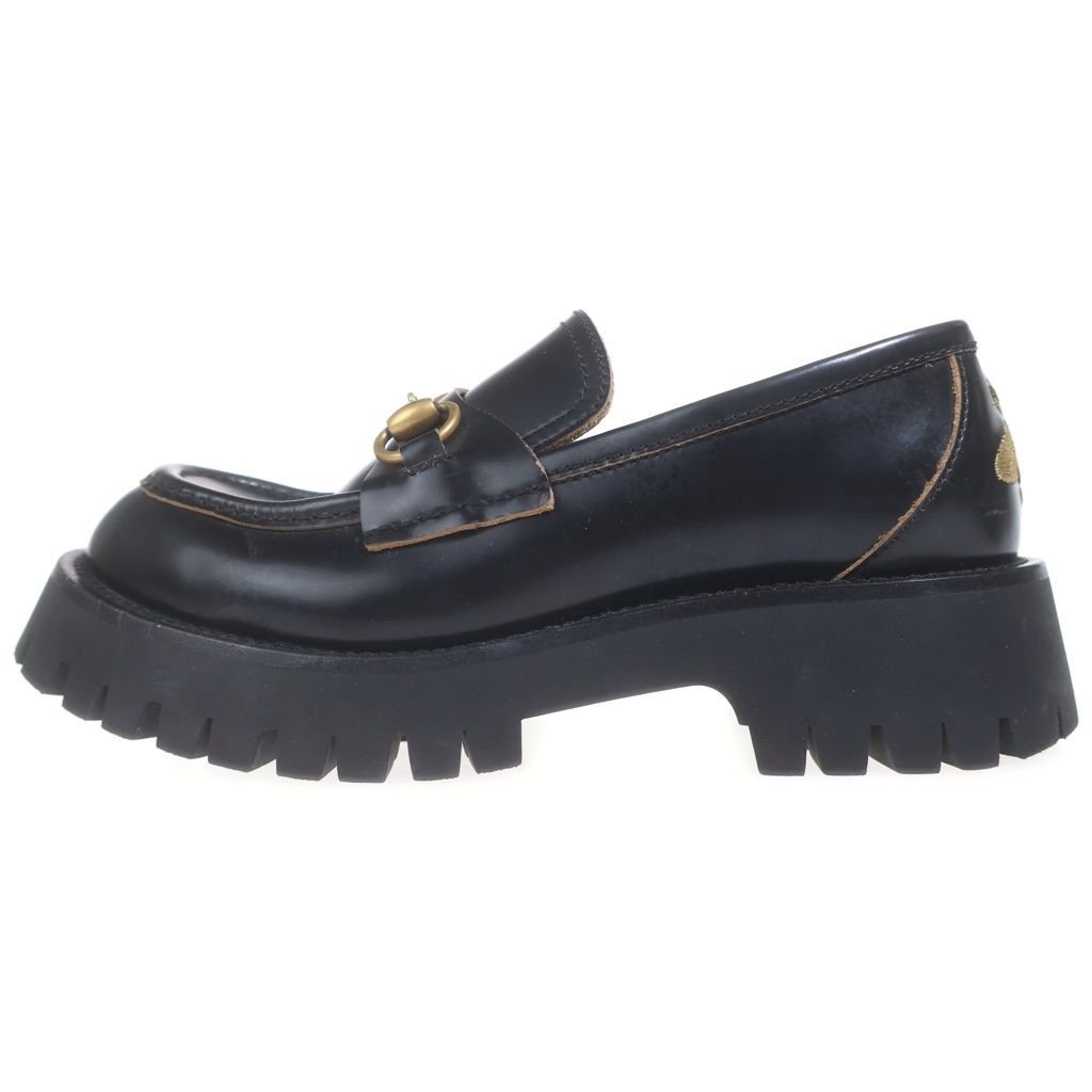 Gucci Horsebit Loafers Bee Embroidered Lug Sole Black