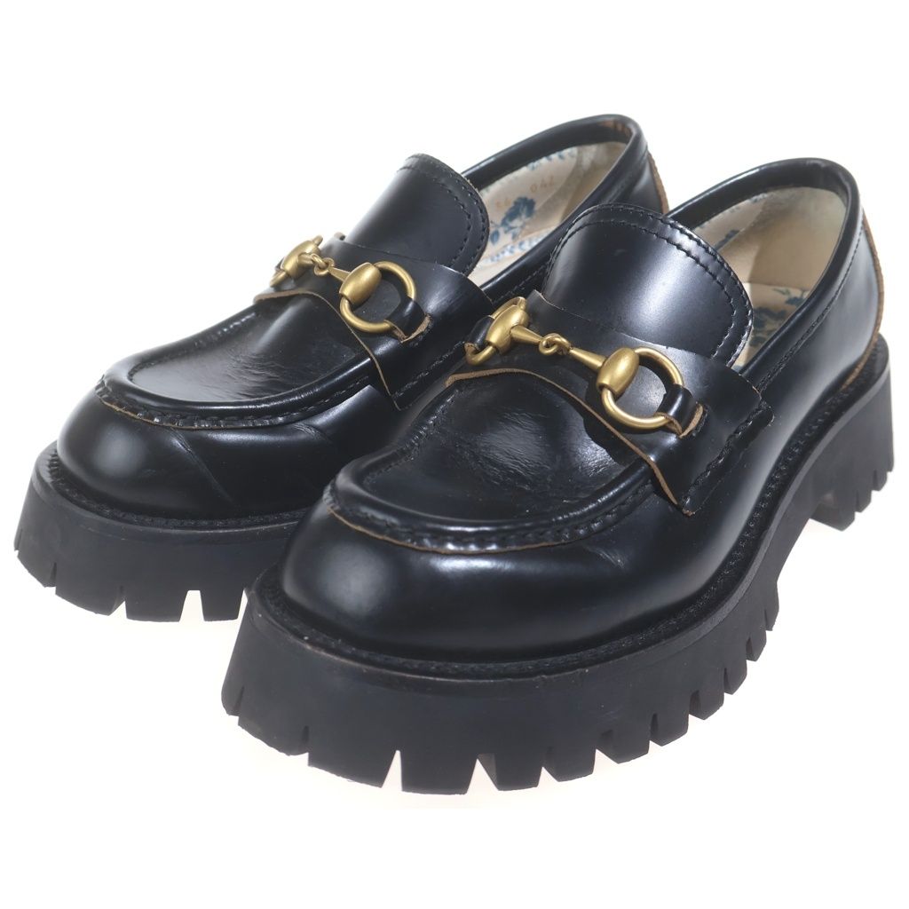 Gucci Horsebit Loafers Bee Embroidered Lug Sole Black — view 2