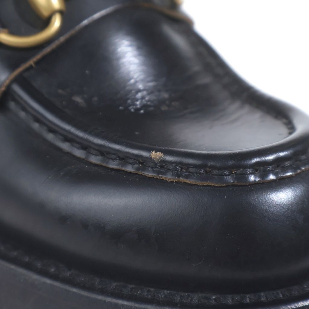 Gucci Horsebit Loafers Bee Embroidered Lug Sole Black — view 6