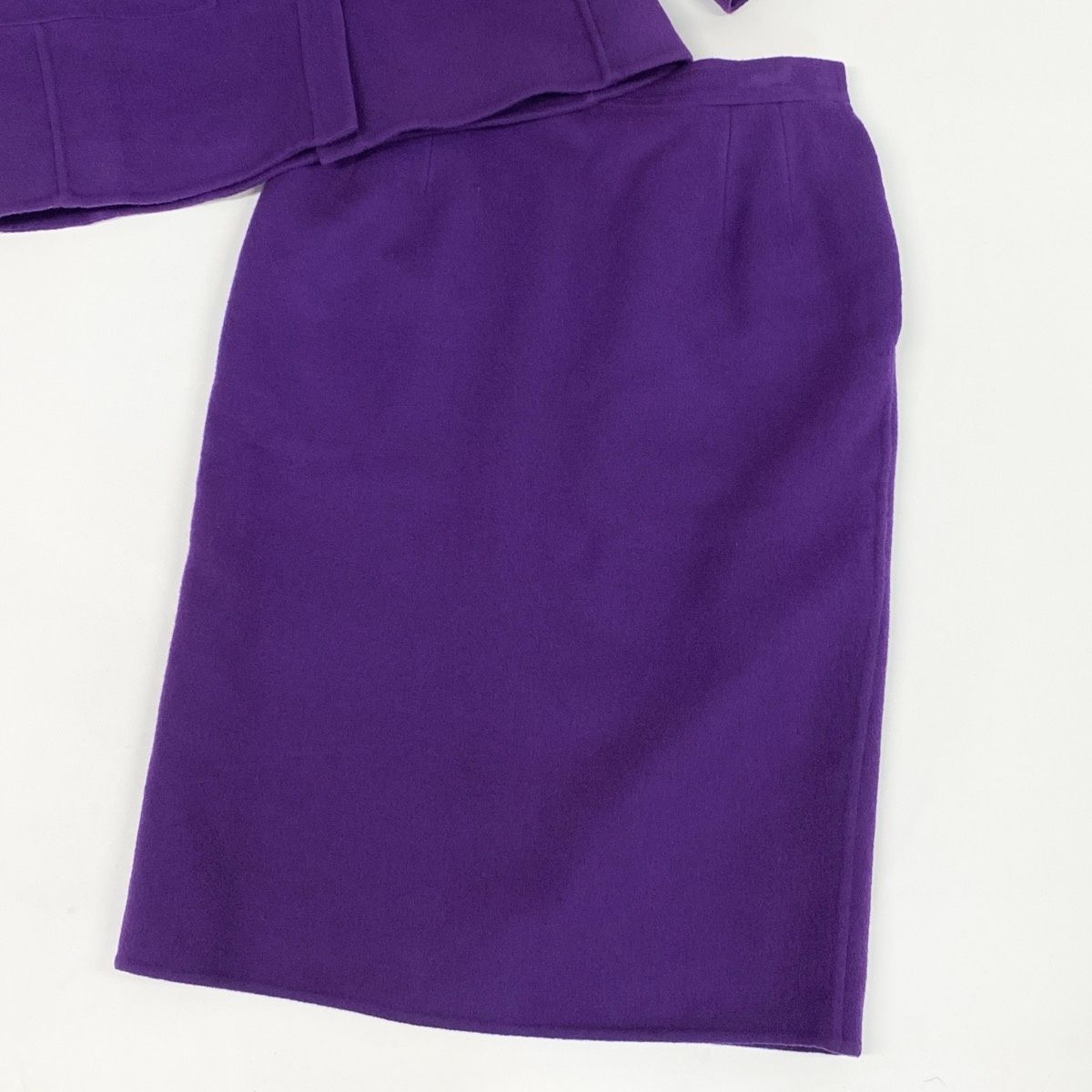 Saint Laurent Set Skirt Suit Tailored Jacket Knee Length Wool Blend M Purple — view 7